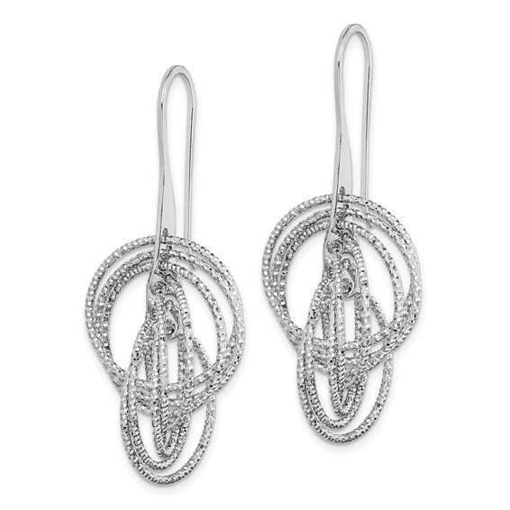 Sterling Silver Rhodium-plated D/C Fancy Intertwined Circles Dangle Earring