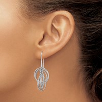 Sterling Silver Rhodium-plated D C Fancy Intertwined Circles Dangle Earring view 3