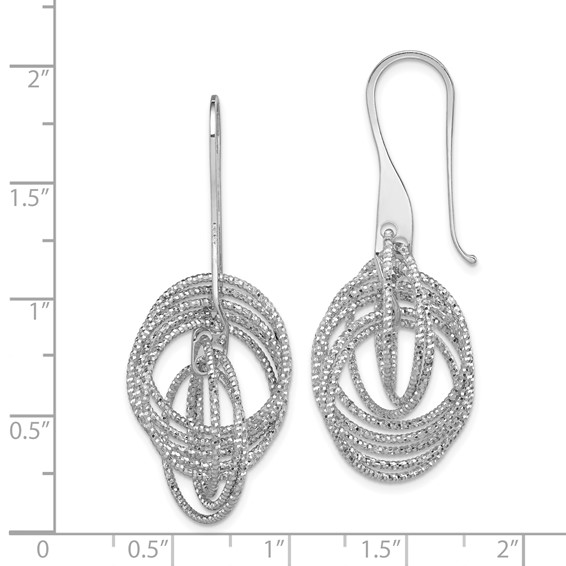 Sterling Silver Rhodium-plated D/C Fancy Intertwined Circles Dangle Earring