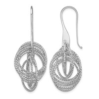 Sterling Silver Rhodium-plated D C Fancy Intertwined Circles Dangle Earring view 1