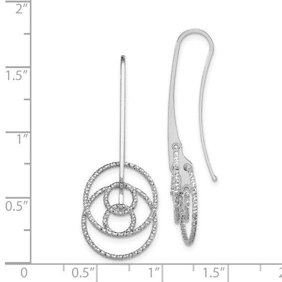 Sterling Silver Rhodium-plated D/C Fancy Circles Dangle Earrings