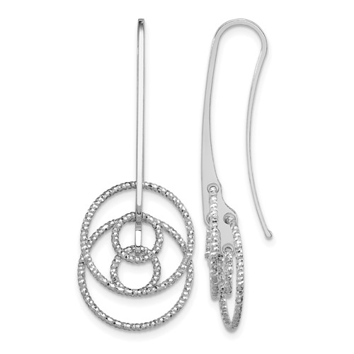 Sterling Silver Rhodium-plated D C Fancy Circles Dangle Earrings