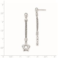 Sterling Silver CZ Star 2 Strand Diamond Cut Post Dangle Earrings view 2
