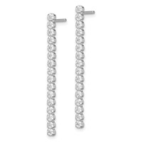 Sterling Silver Rhodium-plated Polished Fancy CZ Post Dangle Earrings view 2
