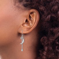Sterling Silver Rhodium-plated D C Puffed Star and Moon Earrings view 3
