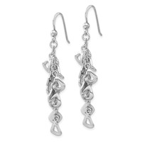 Sterling Silver Polished & Textured Contemporary Charm Dangle Earrings view 2