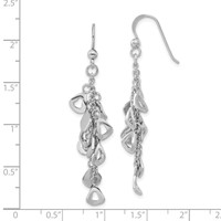 Sterling Silver Polished & Textured Contemporary Charm Dangle Earrings view 3