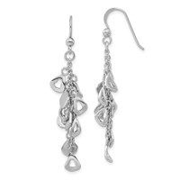 Sterling Silver Polished & Textured Contemporary Charm Dangle Earrings view 1