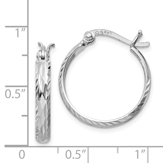 Sterling Silver 2.5mm Diamond-cut Hoop Earrings