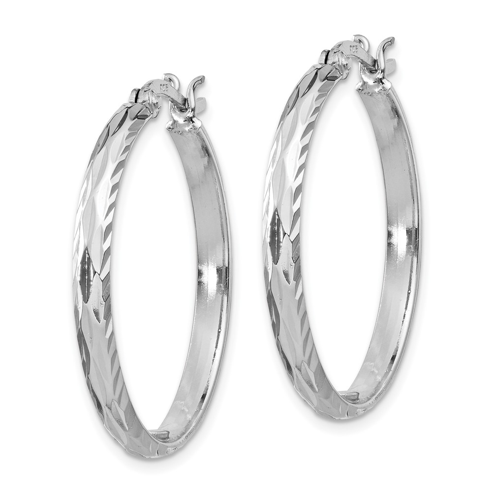 Sterling Silver Rhodium-plated 2.5mm Textured Round Hoops (QE11489)