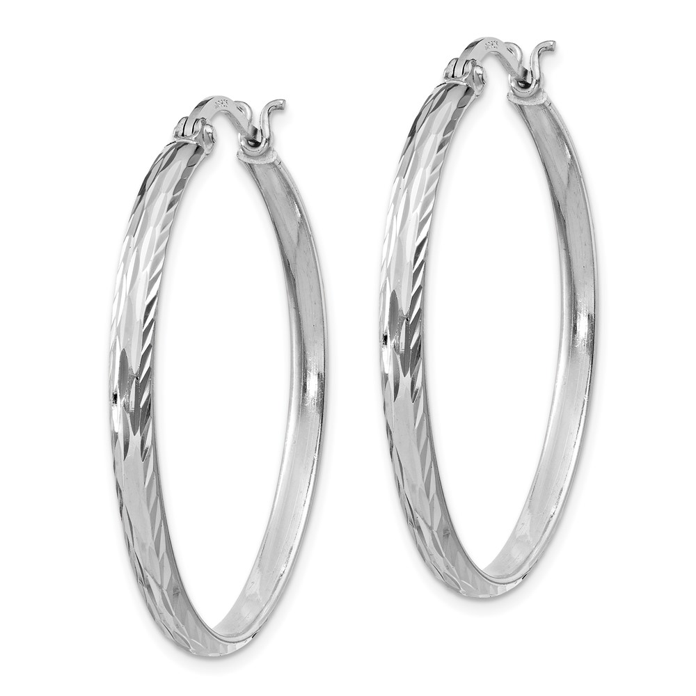 Sterling Silver Rhodium-plated 2.5mm Textured Round Hoops (QE11490)