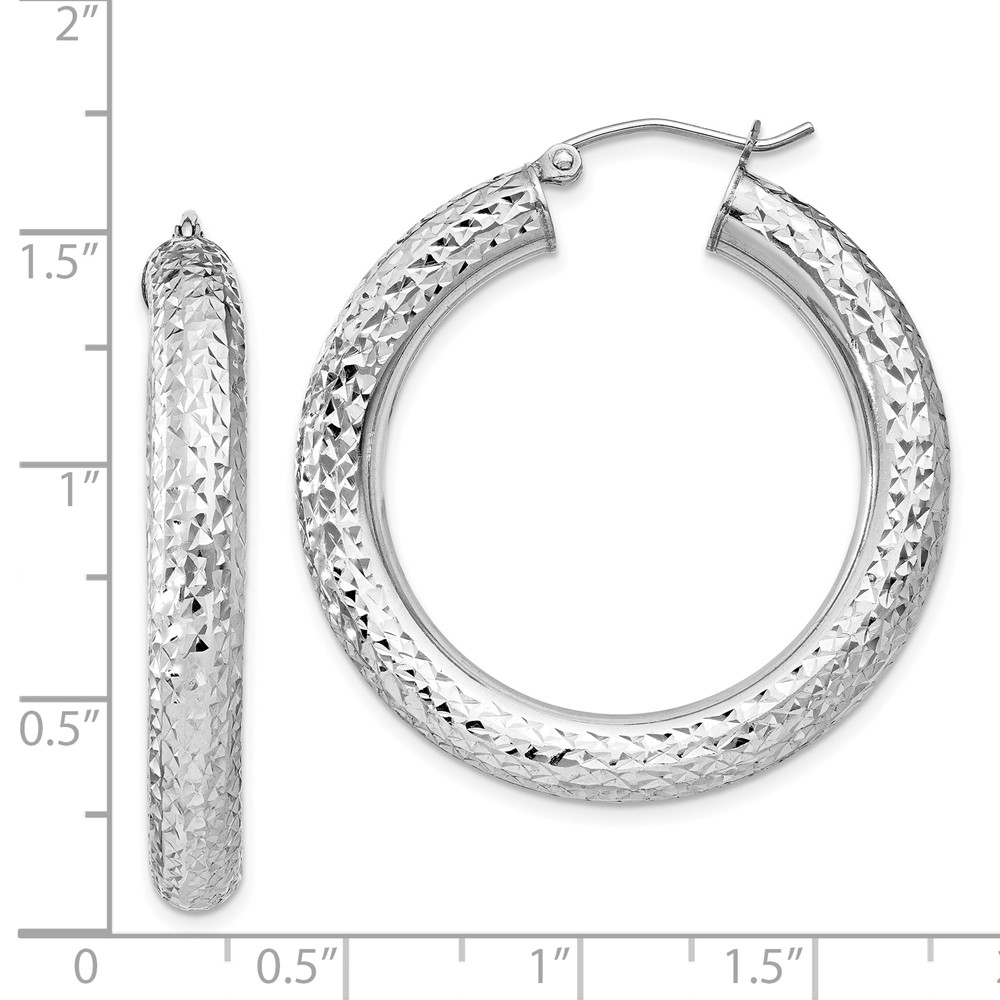Sterling Silver Rhodium-plated Diamond Cut 4.75mm Hoop Earrings (QE11493)