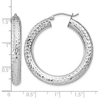 Sterling Silver Rhodium-plated Diamond Cut 4.75mm Hoop Earrings view 4