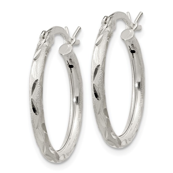 Sterling Silver 2.0mm Diamond-cut Hoop Earrings