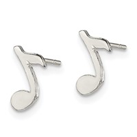 Sterling Silver Musical Note Mini Earrings view 2