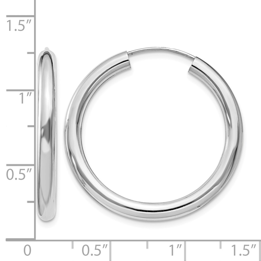 Sterling Silver Rhodium-plated 3x30mm Endless Tube Hoop Earrings (QE11528)
