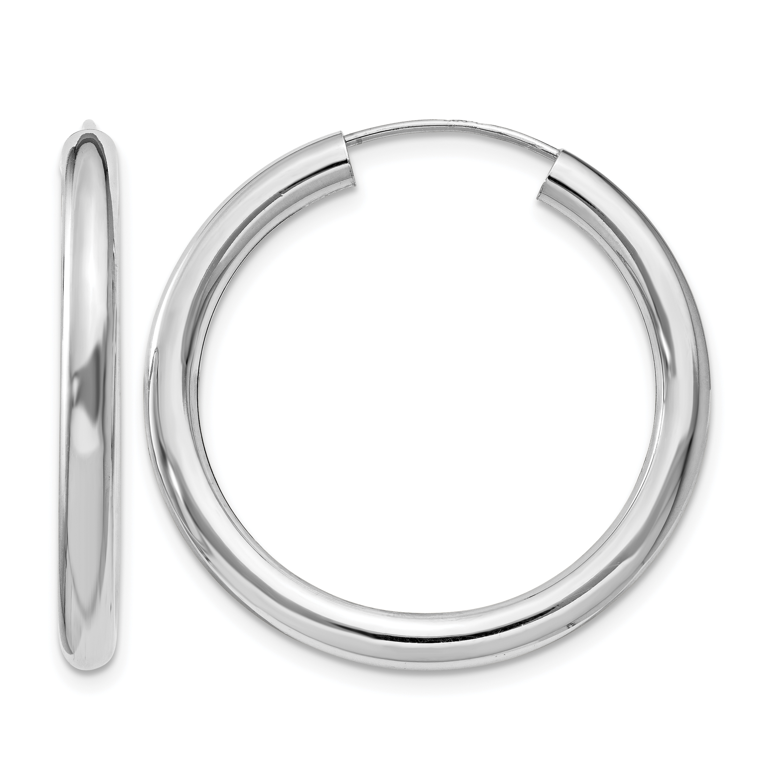 Sterling Silver Rhodium-plated 3x30mm Endless Tube Hoop Earrings (QE11528)