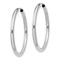 Sterling Silver Rhodium-plated 3x 40mm Endless Tube Hoop Earrings view 2