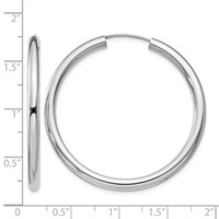 Sterling Silver Rhodium-plated 3x 40mm Endless Tube Hoop Earrings view 4