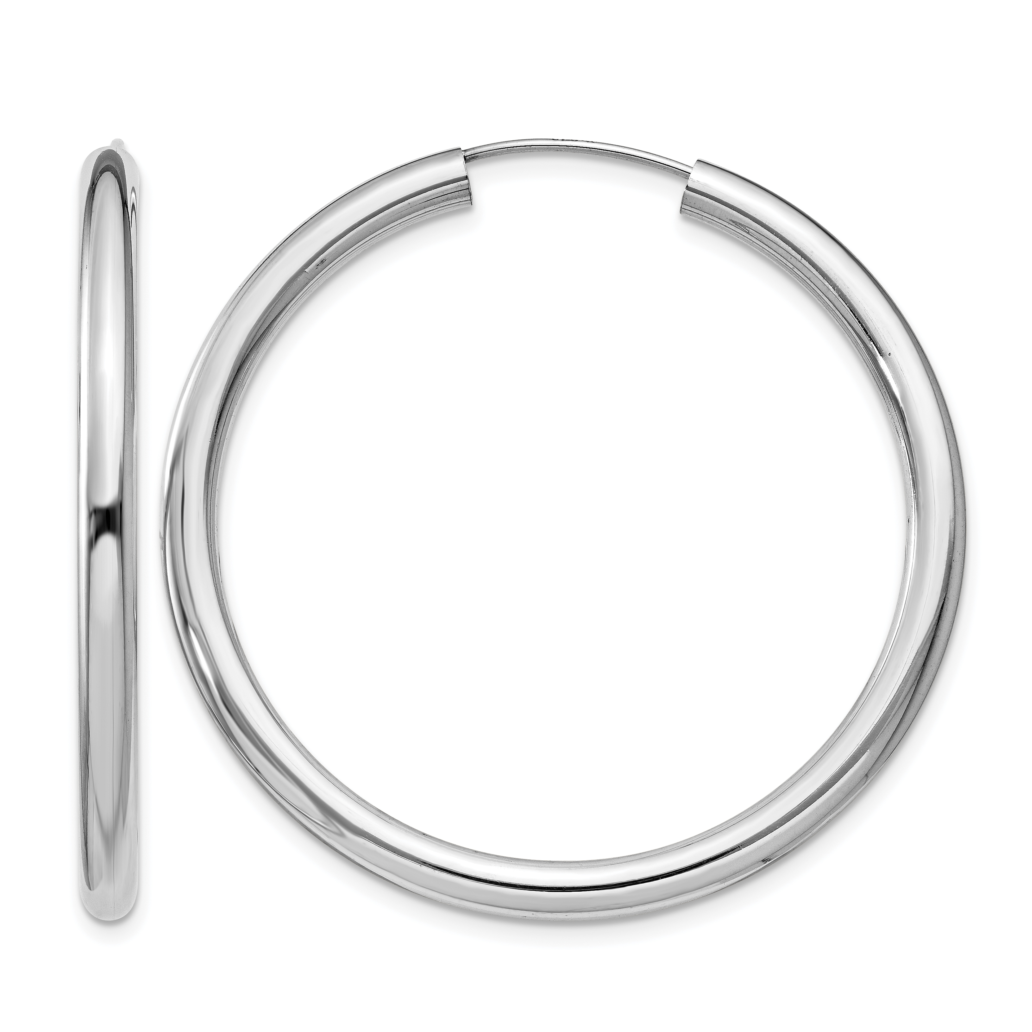 Sterling Silver Rhodium-plated 3x40mm Endless Tube Hoop Earrings (QE11529)