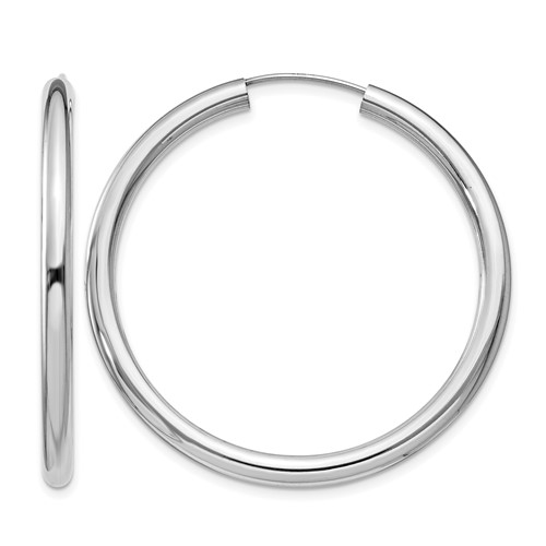 Sterling Silver Rhodium-plated 3x 40mm Endless Tube Hoop Earrings