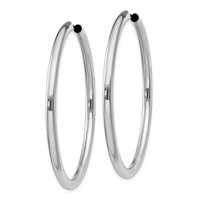 Sterling Silver Rhodium-plated 3x 50mm Endless Tube Hoop Earrings view 2