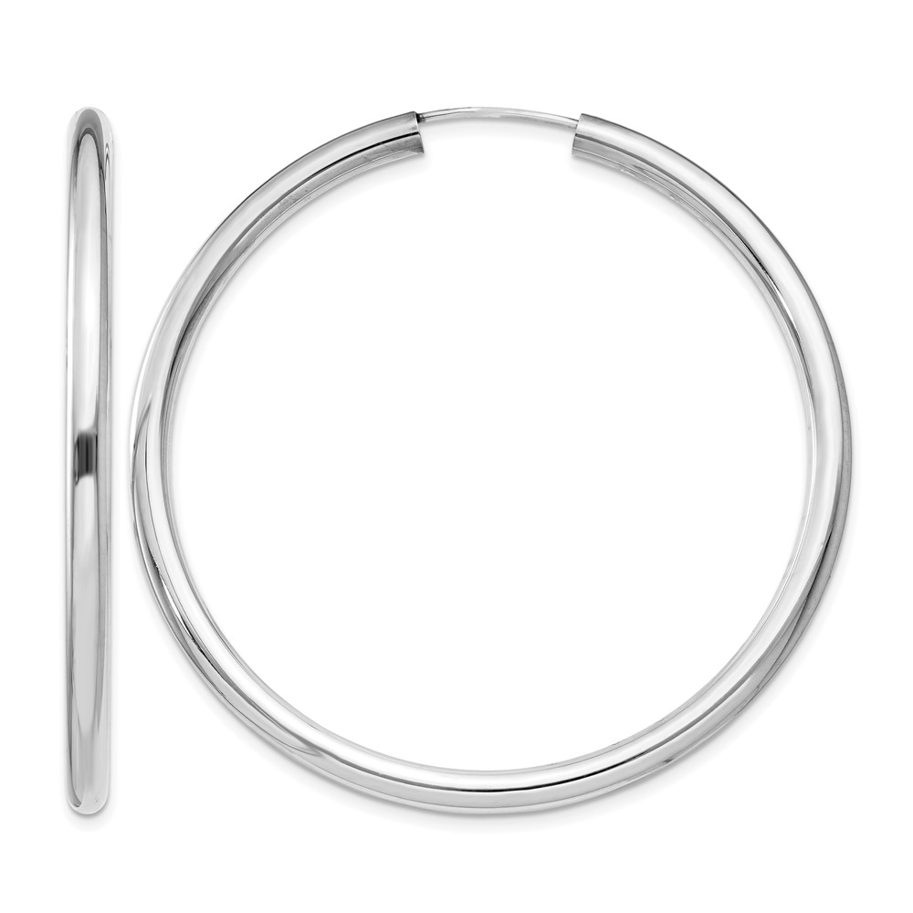 Sterling Silver Rhodium-plated 3x50mm Endless Tube Hoop Earrings (QE11530)