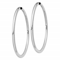 Sterling Silver Rhodium-plated 3x 60mm Endless Tube Hoop Earrings view 2