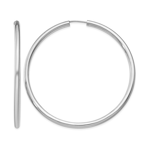 Sterling Silver Rhodium-plated 3x 60mm Endless Tube Hoop Earrings
