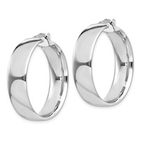 Sterling Silver Rhodium-plated 7x 30mm Hoop Earrings view 2