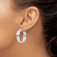 Sterling Silver Rhodium-plated 7x 30mm Hoop Earrings view 3
