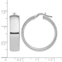 Sterling Silver Rhodium-plated 7x 30mm Hoop Earrings view 4