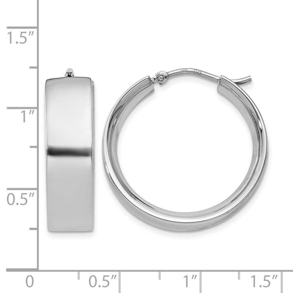 Sterling Silver Rhodium-plated 6.75x25mm Hoop Earrings (QE11542)