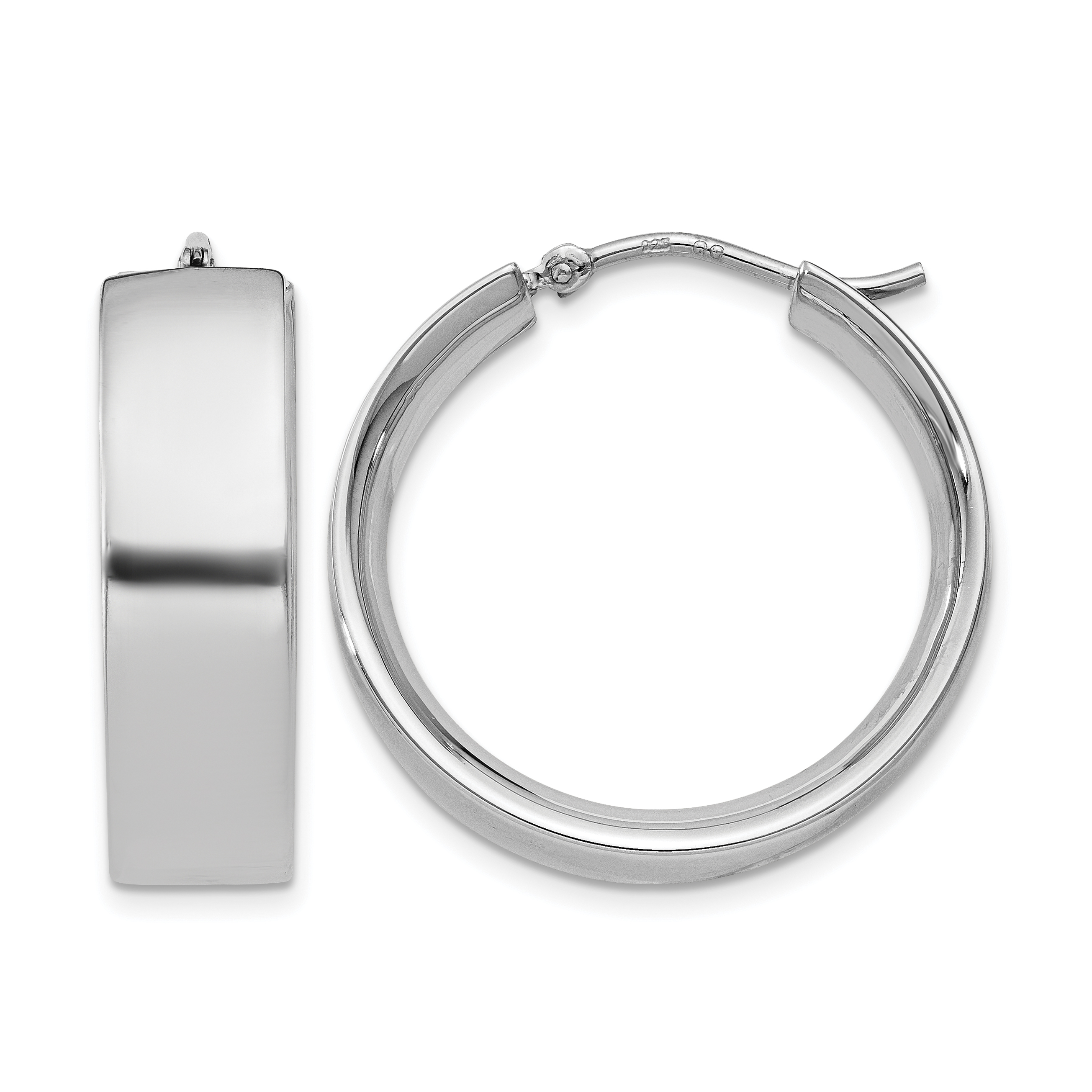 Sterling Silver Rhodium-plated 6.75x25mm Hoop Earrings (QE11542)