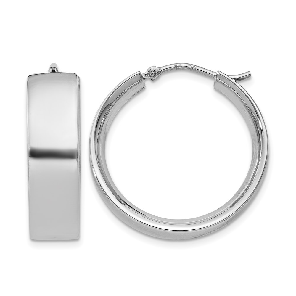 Sterling Silver Rhodium-plated 6.75x25mm Hoop Earrings (QE11542)