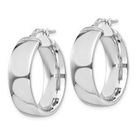 Sterling Silver Rhodium-plated 7.5x 25mm Hoop Earrings view 2