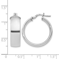 Sterling Silver Rhodium-plated 7.5x 25mm Hoop Earrings view 4
