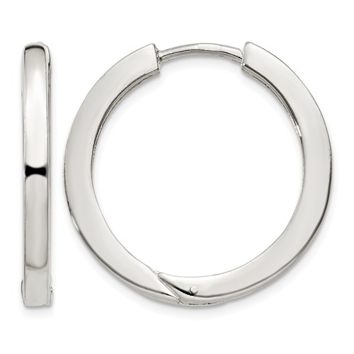 Sterling Silver 2.5x 25mm Hinged Hoop Earrings