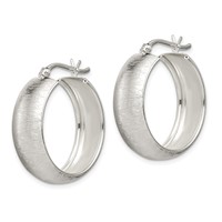 Sterling Silver Polished & Laser-cut 8.5x 25mm Round Hoop Earrings view 2
