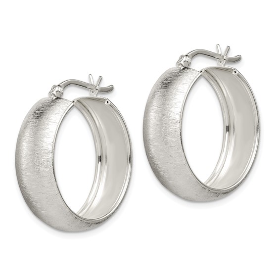 Sterling Silver Polished & Laser-cut 8.5x25mm Round Hoop Earrings