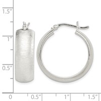 Sterling Silver Polished & Laser-cut 8.5x 25mm Round Hoop Earrings view 4