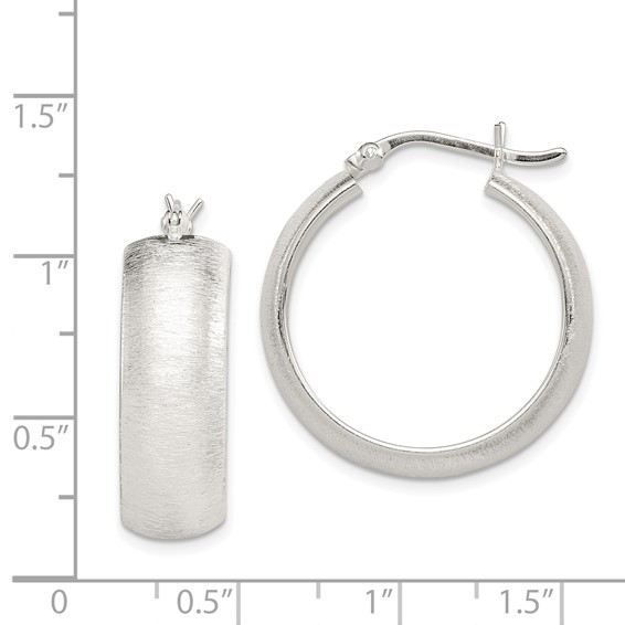 Sterling Silver Polished & Laser-cut 8.5x25mm Round Hoop Earrings