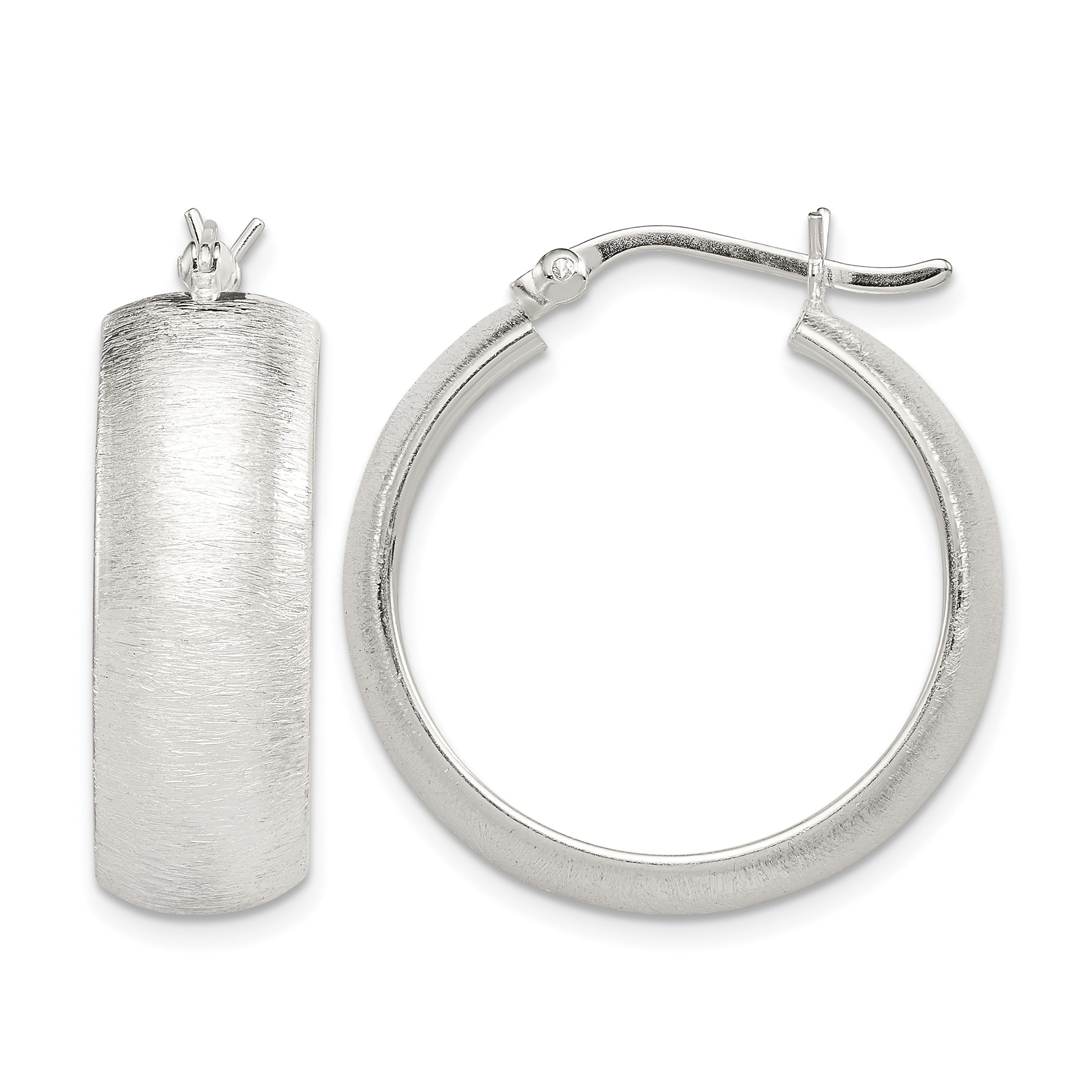 Sterling Silver Polished & Laser-cut 8.5x25mm Round Hoop Earrings (QE11561)