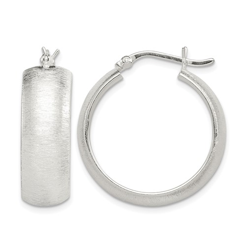 Sterling Silver Polished & Laser-cut 8.5x 25mm Round Hoop Earrings