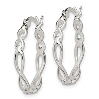 Sterling Silver Infinity Design Hoop Earrings view 2
