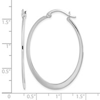 Sterling Silver Rhodium-plated Polished Oval Hoop Earrings view 4