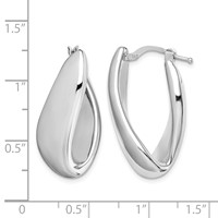 Sterling Silver RH-plated Polished Twist Hollow Oval Hoop Earrings view 4