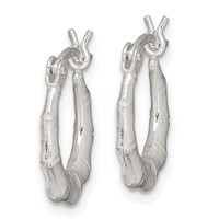 Sterling Silver Polished Bamboo Hoop Earrings view 2