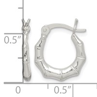 Sterling Silver Polished Bamboo Hoop Earrings view 4