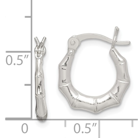 Sterling Silver Polished Bamboo Hoop Earrings